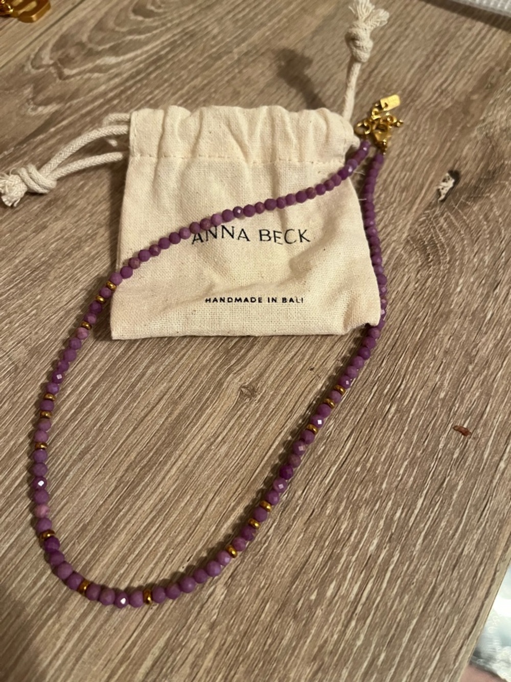 Anna Beck Purple Bead Necklace with Gold Accents